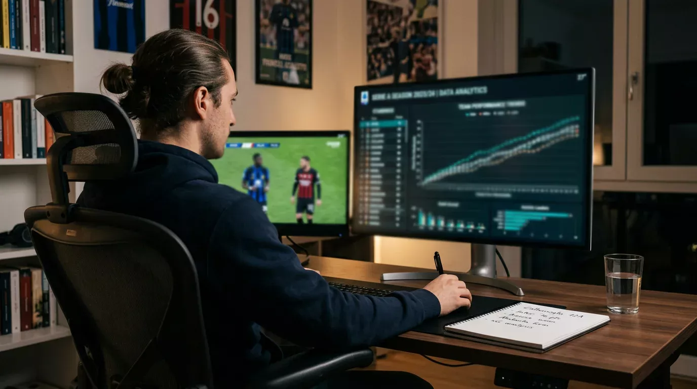 Analytisch overzicht van Serie A seizoensdata met teamstatistieken en trendlijnen